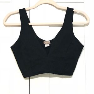 Black Semi-Deep V Crop